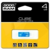 USB FLASH ATMIŅA GOODRAM 4GB CUBE USB 2.0 READ 17Mb/s, WRITE 7Mb/s, BLUE