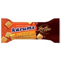 BIEZPIENA SIERIŅŠ KĀRUMS BEĻĢU ŠOKOLĀDES GLAZŪRĀ AR SĀĻĀS KARAMELES PILDIJUMU