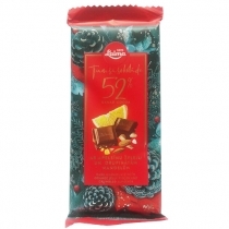 TUMŠĀ ŠOKOLĀDE LAIMA AR APELSĪNU ŽELEJAS GABALIŅIEM UN DRUPINĀTĀM MANDELĒM (954081) ZS