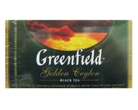 MELNĀ TĒJA GREENFIELD GOLDEN CEYLON, MAISIŅOS FOLIJA APLOKSNĒS (003523) J