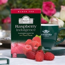 MELNĀ TĒJA AHMAD RASPBERRY INDULGENCE, MAISIŅOS FOLIJA APLOKSNĒS (009522)