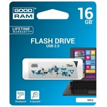 USB FLASH ATMIŅA GOODRAM 16GB UCL2 USB 2.0 WHITE, READ 20Mb/s, WRITE 5Mb/s