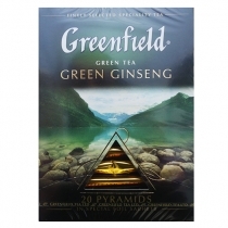 ZAĻĀ TĒJA GREENFIELD PYRAMID GINSENG, MAISIŅOS FOLIJA APLOKSNĒS (011566)