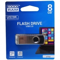 USB FLASH ATMIŅA GOODRAM 8GB UTS2 USB 2.0 BLACK, READ 20Mb/s, WRITE 5Mb/s