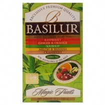 ZAĻĀ TĒJA BASILUR MAGIC FRUITS ASSORTED, MAISIŅOS FOLIJA APLOKSNĒS (935655)