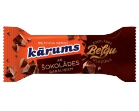 BIEZPIENA SIERIŅŠ KĀRUMS BEĻĢU ŠOKOLĀDES GLAZŪRĀ AR ŠOKOLĀDES GABALIŅIEM