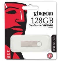 USB FLASH ATMIŅA KINGSTON 128GB DATA TRAVLER SE9 G2 USB 3.0 SILVER, READ 100Mb/s, WRITE 15Mb/s