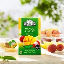 ZAĻĀ TĒJA AHMAD MANGO & LYCHEE, MAISIŅOS FOLIJA APLOKSNĒS (017862) J