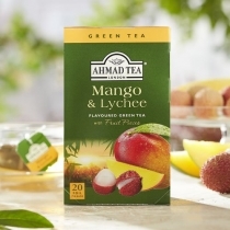 ZAĻĀ TĒJA AHMAD MANGO & LYCHEE, MAISIŅOS FOLIJA APLOKSNĒS (017862)