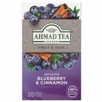 ZĀĻU TĒJA AHMAD BLUEBERRY & CINNAMON, MAISIŅOS FOLIJA APLOKSNĒS (022897)