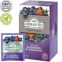 ZĀĻU TĒJA AHMAD BLUEBERRY & CINNAMON, MAISIŅOS FOLIJA APLOKSNĒS (022897) J