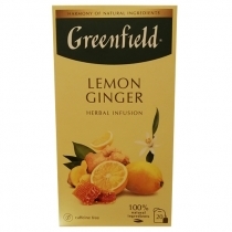 ZĀĻU TĒJA GREENFIELD LEMON GINGER, MAISIŅOS PAPĪRA APLOKSNĒS (017865)