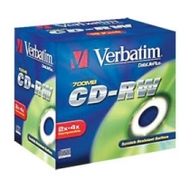 KOMPAKTDISKS VERBATIM CD-RW 700mb/80min. 1-4x speed (VER43123)